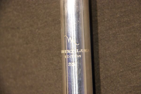 Close-up of engraved “Hubert Laws Edition” marking on JBW silver flute headjoint