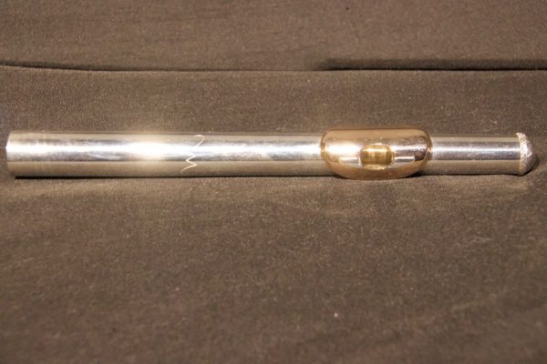 Weissman McKenna silver flute headjoint with gold lip plate, full side view